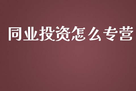 同业投资怎么专营_https://m.kuaijiepai.net_资产证券化_第1张
