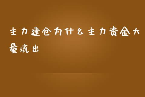 主力建仓为什么主力资金大量流出_https://m.kuaijiepai.net_资产证券化_第1张