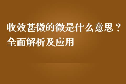 收效甚微的微是什么意思？全面解析及应用_https://m.kuaijiepai.net_货币基金_第1张