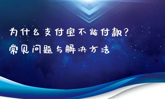 为什么支付宝不能付款？ 常见问题与解决方法_https://m.kuaijiepai.net_货币基金_第1张