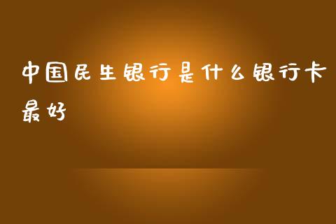 中国民生银行是什么银行卡最好_https://m.kuaijiepai.net_资产证券化_第1张