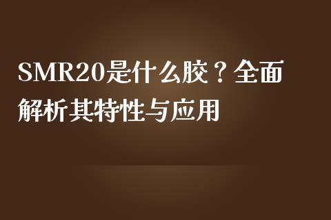 SMR20是什么胶？全面解析其特性与应用_https://m.kuaijiepai.net_债券投资_第1张