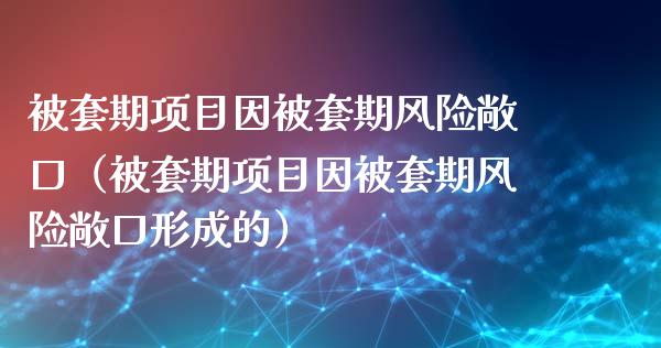 被套期项目因被套期风险敞口（被套期项目因被套期风险敞口形成的）_https://m.kuaijiepai.net_股票交易_第1张
