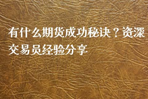 有什么期货成功秘诀？资深交易员经验分享_https://m.kuaijiepai.net_货币基金_第1张