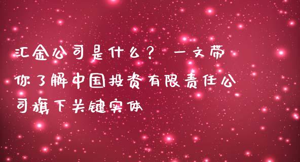 汇金公司是什么？ 一文带你了解中国投资有限责任公司旗下关键实体_https://m.kuaijiepai.net_货币基金_第1张