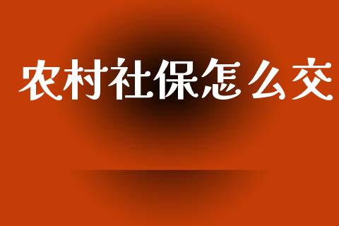 农村社保怎么交_https://m.kuaijiepai.net_股票交易_第1张