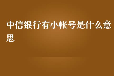 中信银行有小帐号是什么意思_https://m.kuaijiepai.net_货币基金_第1张