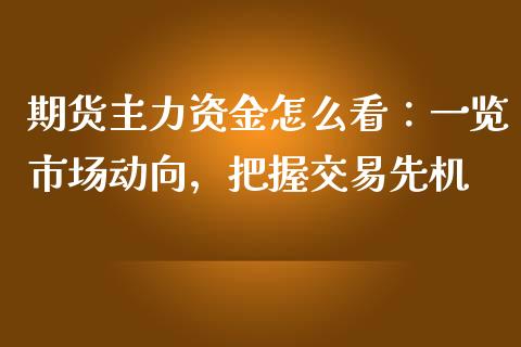期货主力资金怎么看：一览市场动向，把握交易先机_https://m.kuaijiepai.net_债券投资_第1张