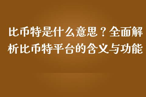 比币特是什么意思？全面解析比币特平台的含义与功能_https://m.kuaijiepai.net_债券投资_第1张