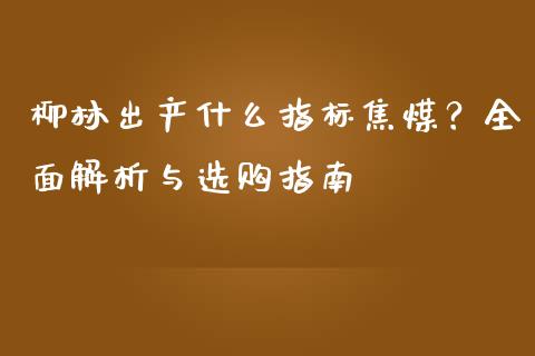 柳林出产什么指标焦煤？全面解析与选购指南_https://m.kuaijiepai.net_债券投资_第1张