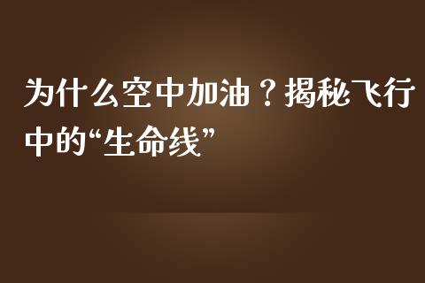 为什么空中加油？揭秘飞行中的“生命线”_https://m.kuaijiepai.net_债券投资_第1张