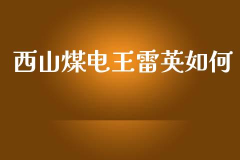 西山煤电王雷英如何_https://m.kuaijiepai.net_债券投资_第1张