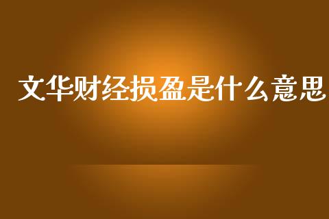 文华财经损盈是什么意思_https://m.kuaijiepai.net_资产证券化_第1张