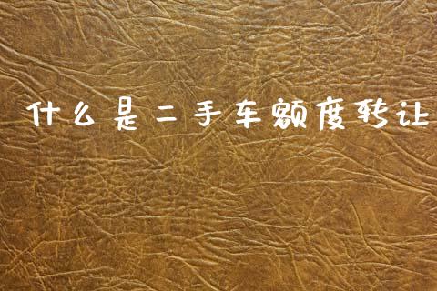 什么是二手车额度转让_https://m.kuaijiepai.net_股票交易_第1张