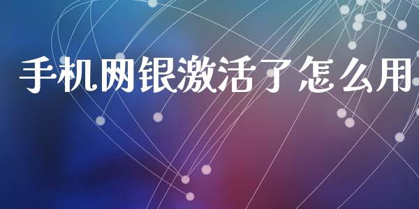 手机网银激活了怎么用_https://m.kuaijiepai.net_货币基金_第1张
