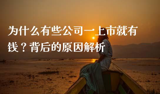 为什么有些公司一上市就有钱？背后的原因解析_https://m.kuaijiepai.net_货币基金_第1张