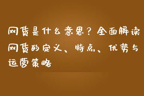网货是什么意思？全面解读网货的定义、特点、优势与运营策略_https://m.kuaijiepai.net_资产证券化_第1张
