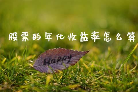 股票的年化收益率怎么算_https://m.kuaijiepai.net_货币基金_第1张