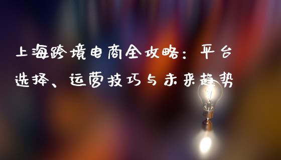 上海跨境电商全攻略：平台选择、运营技巧与未来趋势_https://m.kuaijiepai.net_债券投资_第1张