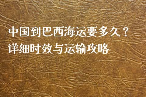 中国到巴西海运要多久？ 详细时效与运输攻略_https://m.kuaijiepai.net_债券投资_第1张