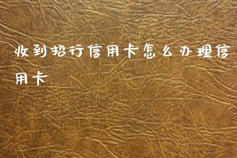 收到招行信用卡怎么办理信用卡_https://m.kuaijiepai.net_资产证券化_第1张