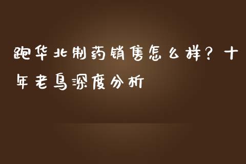 跑华北制药销售怎么样？十年老鸟深度分析_https://m.kuaijiepai.net_资产证券化_第1张