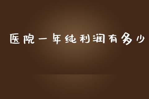 医院一年纯利润有多少_https://m.kuaijiepai.net_货币基金_第1张