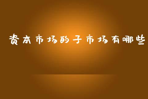 资本市场的子市场有哪些_https://m.kuaijiepai.net_货币基金_第1张