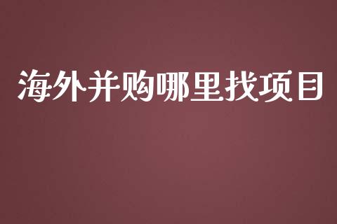 海外并购哪里找项目_https://m.kuaijiepai.net_货币基金_第1张