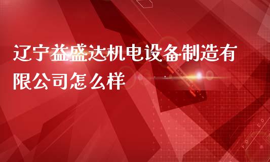 辽宁益盛达机电设备制造有限公司怎么样_https://m.kuaijiepai.net_资产证券化_第1张