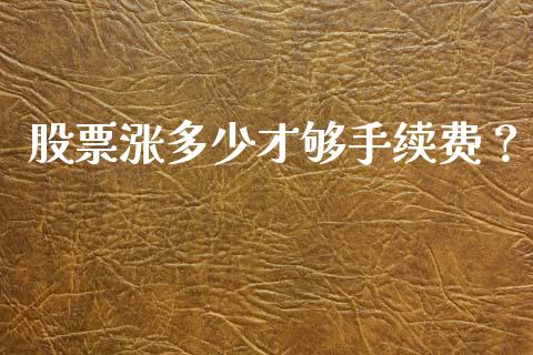 股票涨多少才够手续费？_https://m.kuaijiepai.net_股票交易_第1张