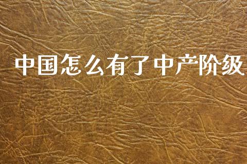 中国怎么有了中产阶级_https://m.kuaijiepai.net_资产证券化_第1张