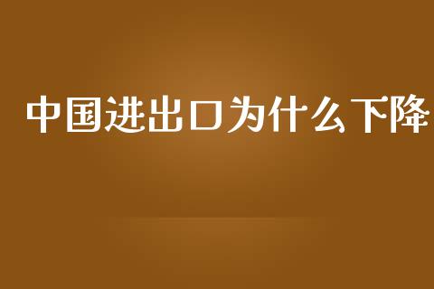 中国进出口为什么下降_https://m.kuaijiepai.net_股票交易_第1张