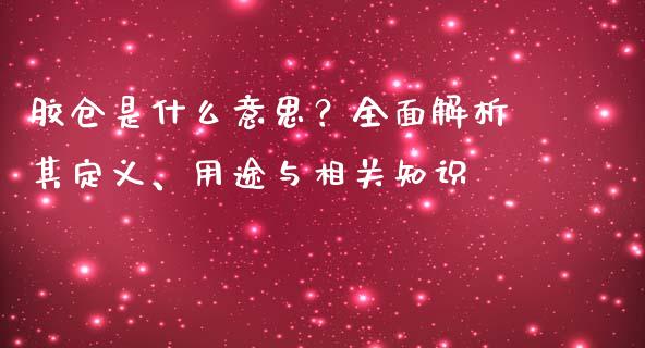 胶仓是什么意思?全面解析其定义、用途与相关知识_资产证券化_第1张_货币基金_债券投资_股票交易_资产证券化 胶仓是什么意思?全面解析其定义、用途与相关知识_https://m.kuaijiepai.net_资产证券化_第1张