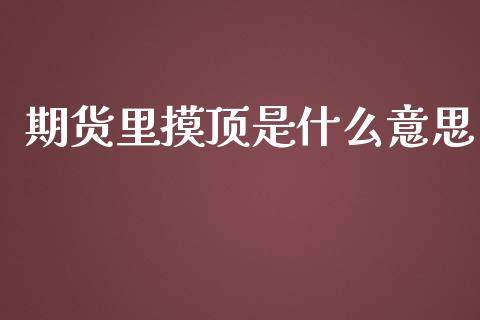 期货里摸顶是什么意思_https://m.kuaijiepai.net_债券投资_第1张