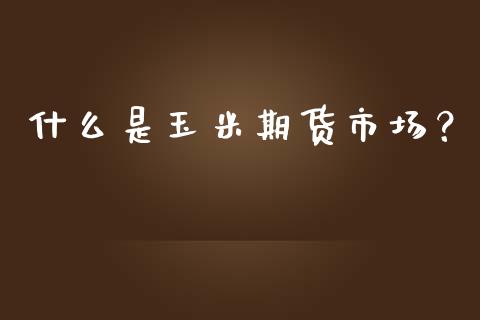 什么是玉米期货市场？_https://m.kuaijiepai.net_货币基金_第1张