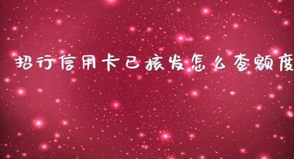 招行信用卡已核发怎么查额度_https://m.kuaijiepai.net_股票交易_第1张