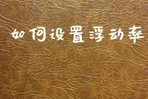 如何设置浮动率_https://m.kuaijiepai.net_资产证券化_第1张