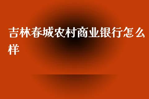 吉林春城农村商业银行怎么样_https://m.kuaijiepai.net_股票交易_第1张