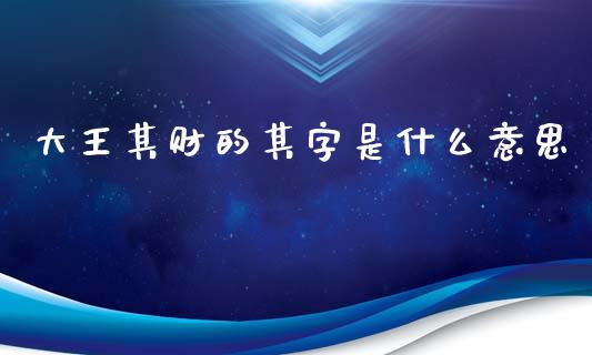 大王其财的其字是什么意思_https://m.kuaijiepai.net_货币基金_第1张