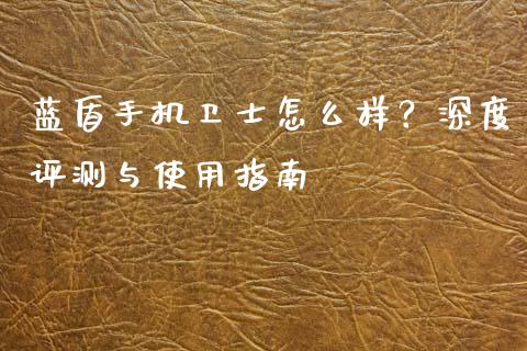 蓝盾手机卫士怎么样？深度评测与使用指南_https://m.kuaijiepai.net_资产证券化_第1张