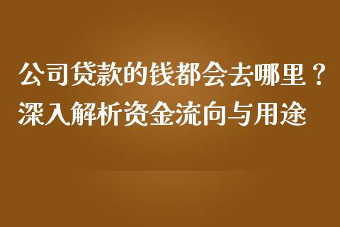 公司贷款的钱都会去哪里？深入解析资金流向与用途_https://m.kuaijiepai.net_货币基金_第1张