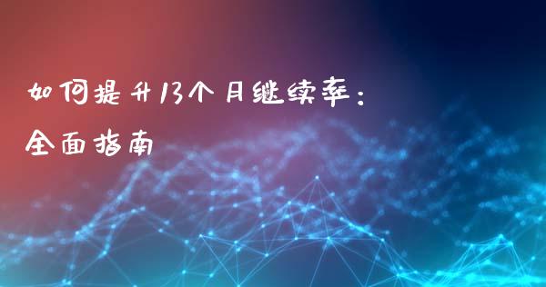 如何提升13个月继续率：全面指南_https://m.kuaijiepai.net_债券投资_第1张