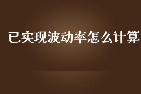 已实现波动率怎么计算_https://m.kuaijiepai.net_股票交易_第1张
