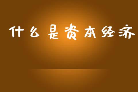 什么是资本经济_https://m.kuaijiepai.net_股票交易_第1张