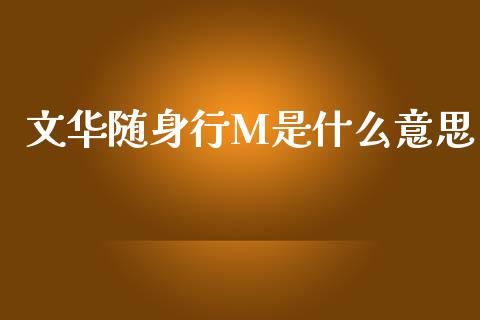 文华随身行M是什么意思_https://m.kuaijiepai.net_资产证券化_第1张