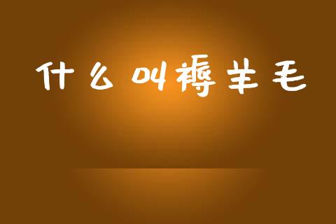 什么叫褥羊毛_https://m.kuaijiepai.net_债券投资_第1张