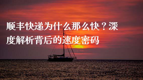 顺丰快递为什么那么快？深度解析背后的速度密码_https://m.kuaijiepai.net_资产证券化_第1张
