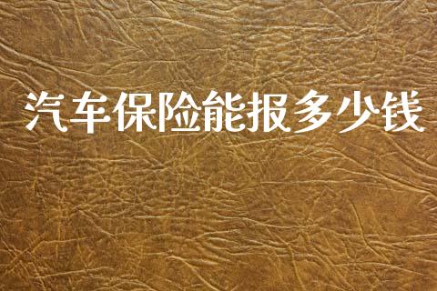 汽车保险能报多少钱_https://m.kuaijiepai.net_货币基金_第1张