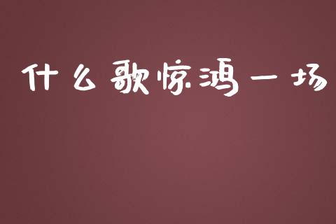 什么歌惊鸿一场_https://m.kuaijiepai.net_股票交易_第1张